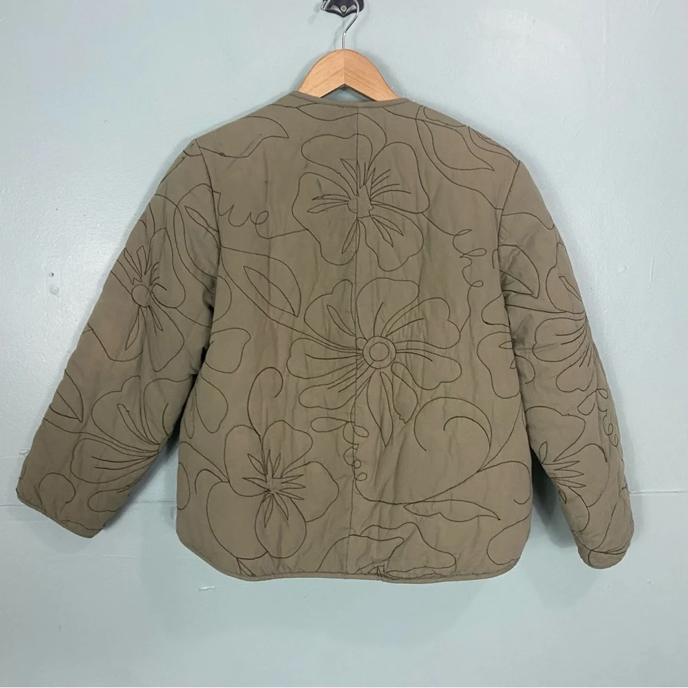 Free People Zazu Reversible Jacket Quilted Floral‎ Green XS FLAWED FLAWED
